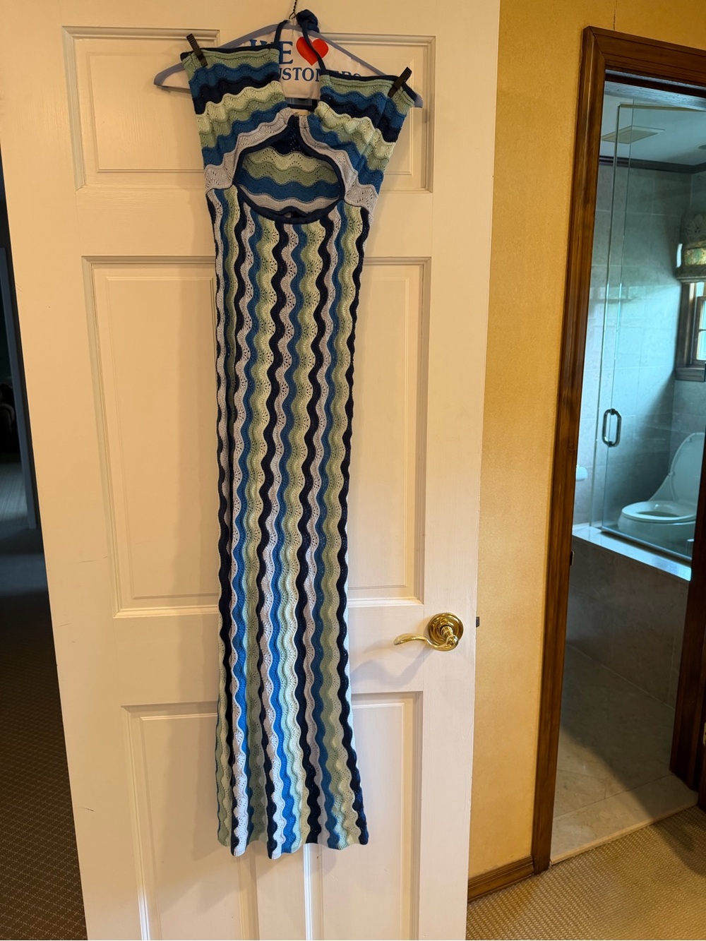 Wavy Striped Maxi Dress in Blue & Green
